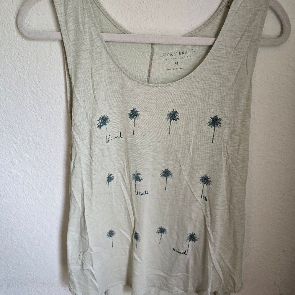 Lucky Brand Mint Muscle Tank Palm Trees Size Medium